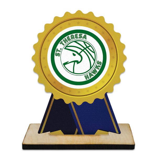 5" Rosette Shape Birchwood Award Trophy With Natural Birchwood Base
