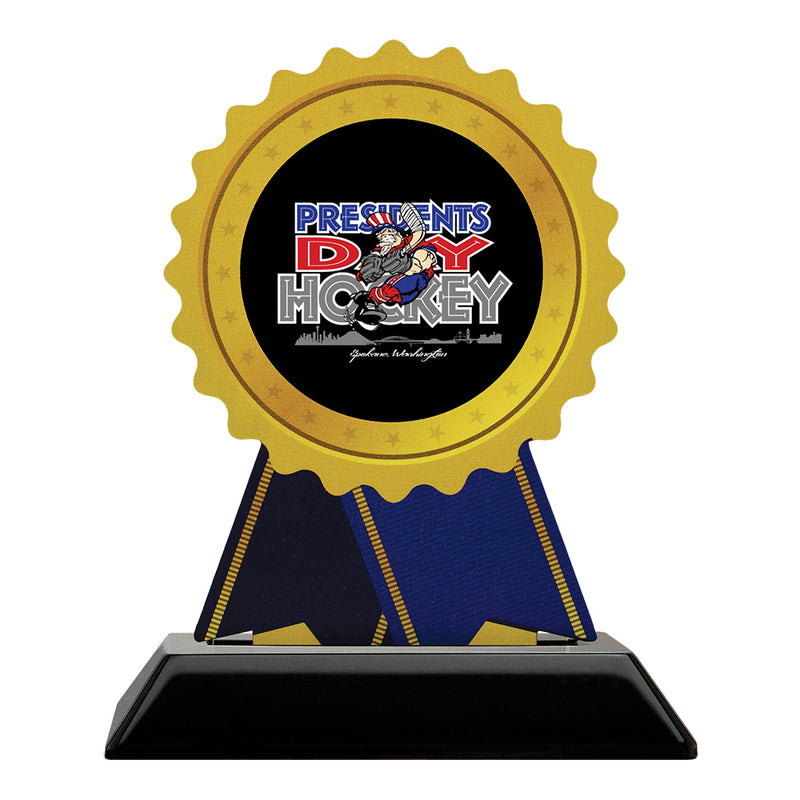 5" Rosette Shape Birchwood Award Trophy With Black Base