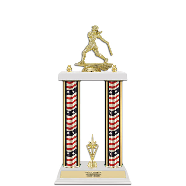 15" Custom White Finished Award Trophy With Trim