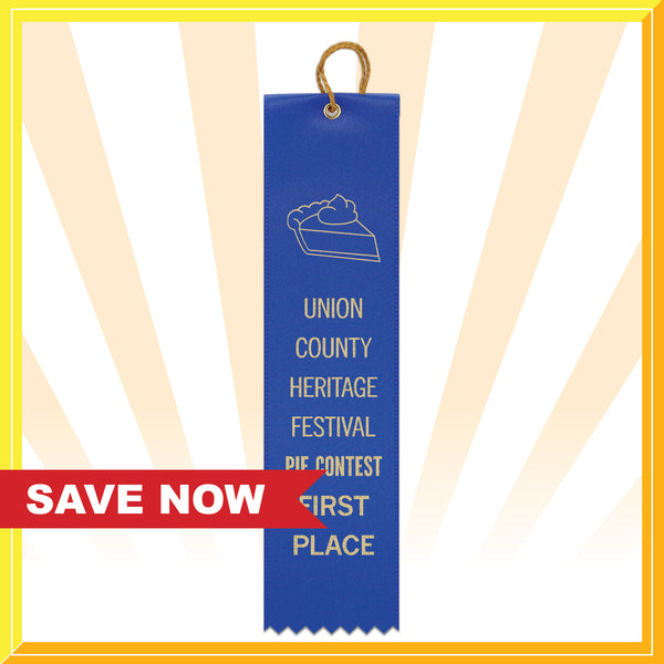 2" x 8" Custom Square Top Award Ribbon  - 15% OFF + FREE NEW CUSTOM LOGO/DESIGN - SALE