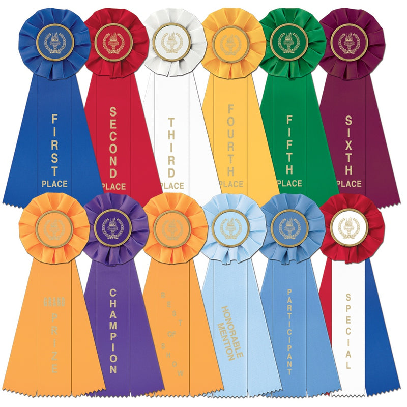 Stock Torch Empire 3 Rosette Award Ribbon