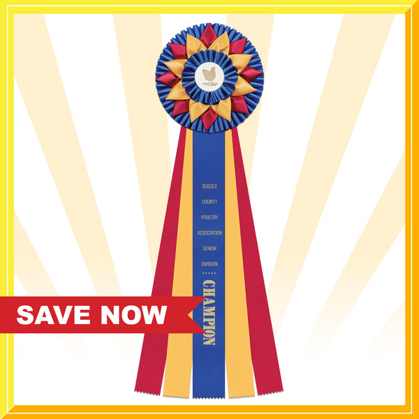 Sunniside 5 Rosette Award Ribbon, 8" Top - 15% OFF - SALE