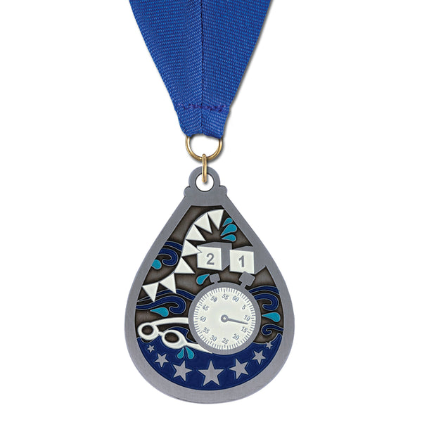 2" or 2-1/2" Custom Superstar Award Medal With Grosgrain Neck Ribbon