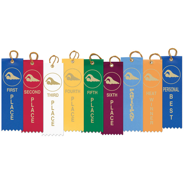 1-5/8" X 6" Stock Square Top Swimming Award Ribbon
