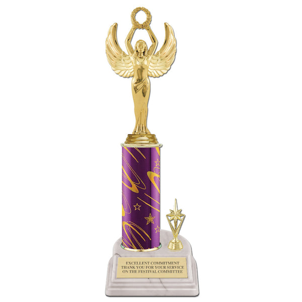 11" Custom White Base Award Trophy With Trim