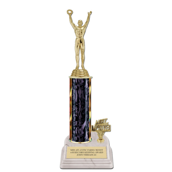 12" White Base Award Trophy With Trim