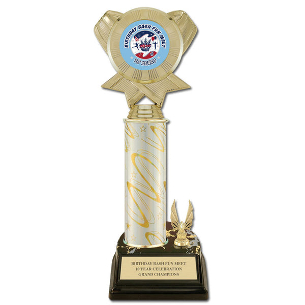 12" Custom Black Base Award Trophy With With Insert Top & Trim
